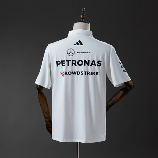 Polo Mercedes-AMG Petronas 2025 F1 Blanco - Vista posterior