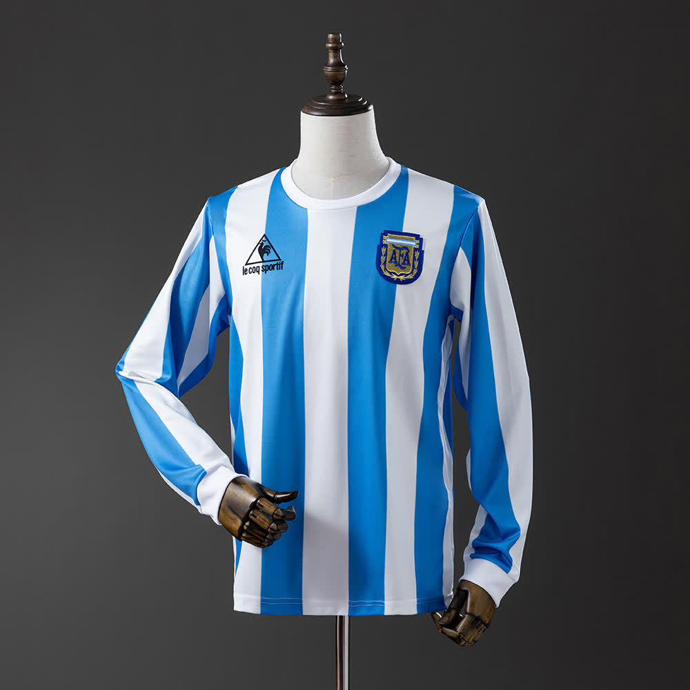 Camiseta Argentina 1986 Local Manga Larga Retro