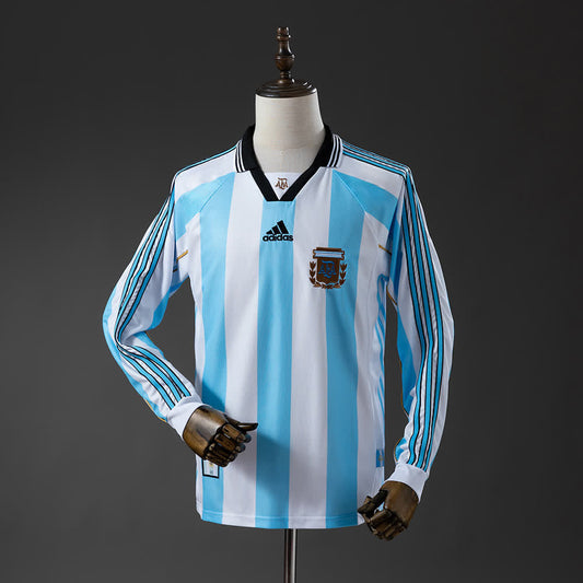 Camiseta Argentina 1998 Local Manga Larga Retro