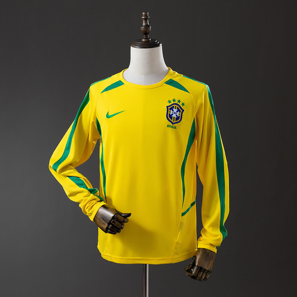Camiseta Brasil 2002 Local Manga Larga Retro