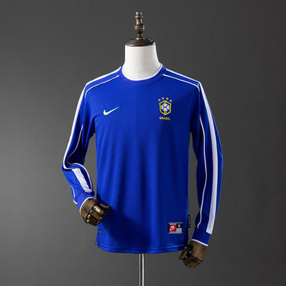 Camiseta Brasil 1998 Visitante Retro Manga Larga