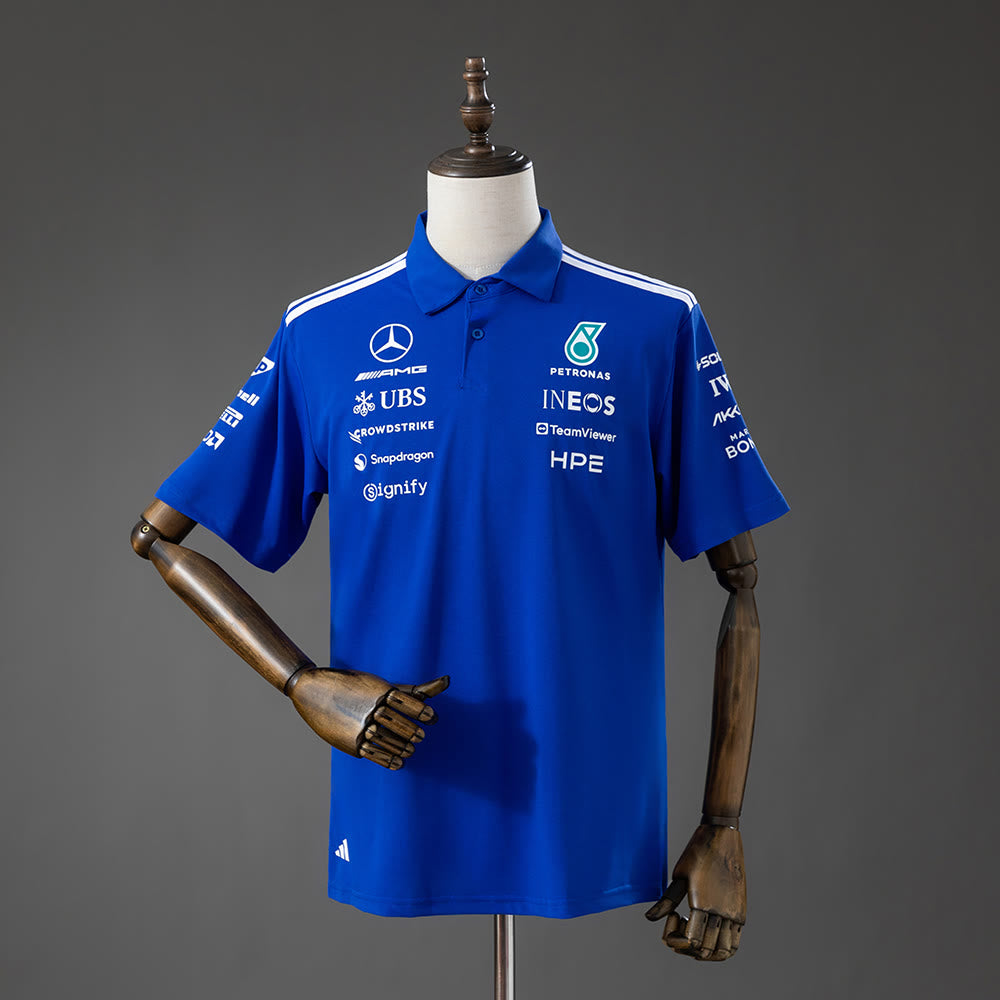Polo Mercedes-AMG Petronas 2026 F1 Azul - Vista frontal