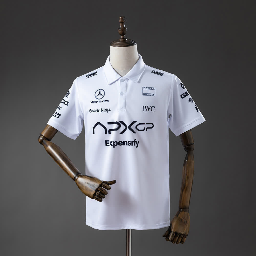 Polo Mercedes-AMG Petronas 2025 F1 Blanco - Vista frontal