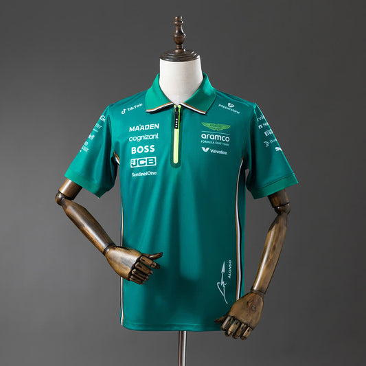 Polo Aston Martin Aramco 2025 F1 Verde - Vista frontal