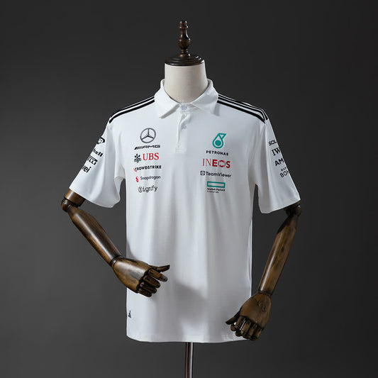 Polo Mercedes-AMG Petronas 2025 F1 Blanco - Vista frontal