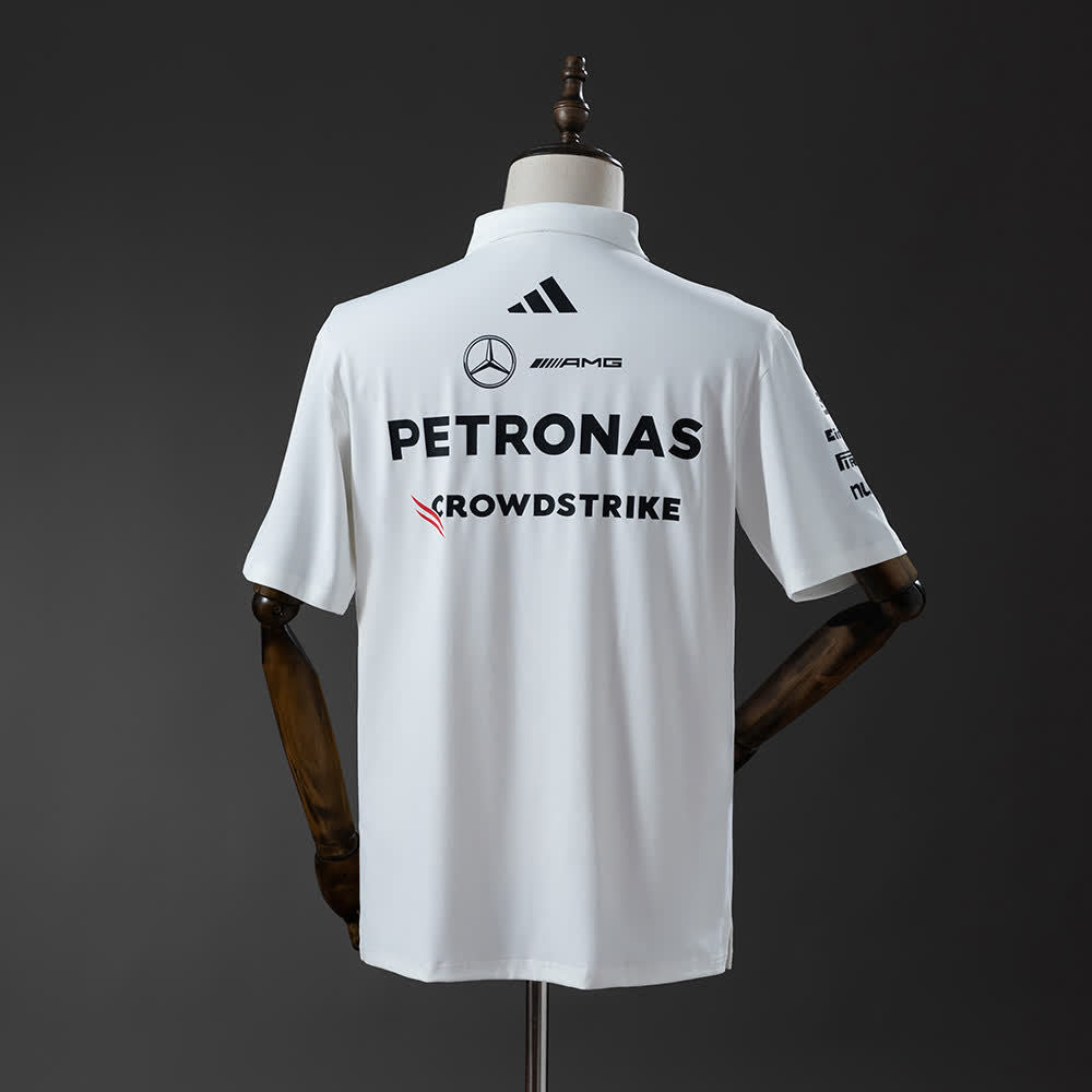Polo Mercedes-AMG Petronas 2025 F1 Blanco - Vista posterior