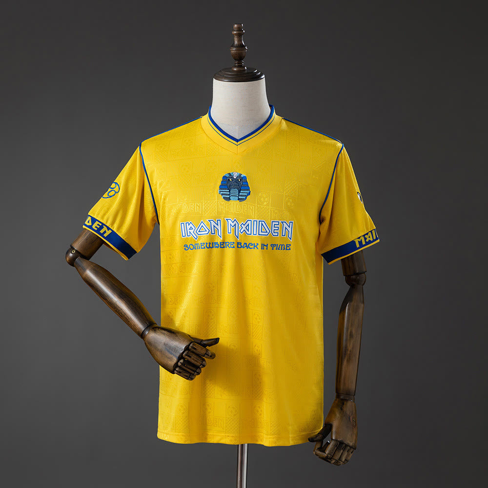 Camiseta West Ham x Iron Maiden Somewhere Back in Time Amarilla Retro - Vista frontal