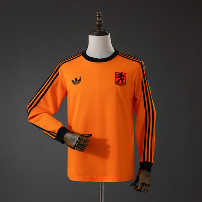 Camiseta Países Bajos 1980 Local Manga Larga Retro - Vista frontal