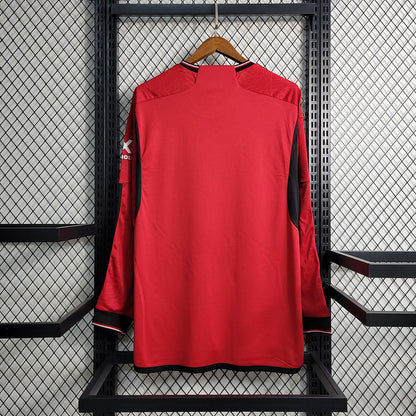 Camiseta Manchester United 23/24 Local Retro Manga Larga - Vista posterior