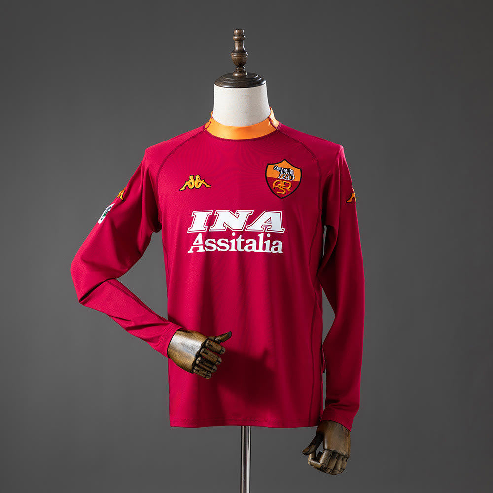 Camiseta AS Roma 00/01 Local Manga Larga Retro - Vista frontal