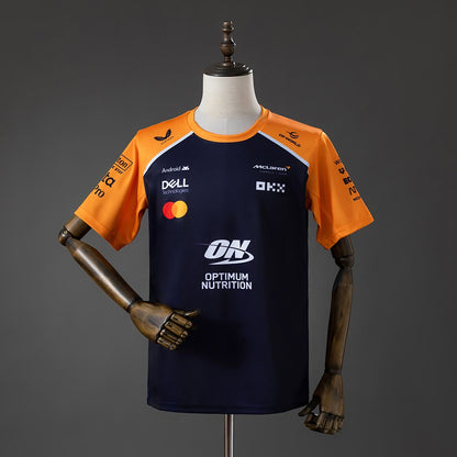 Camiseta McLaren Racing 2025 F1 Azul Marino y Naranja - Vista frontal