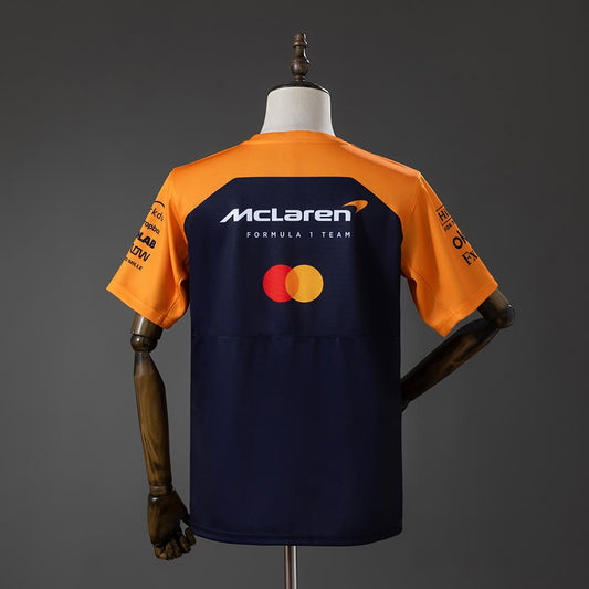 Camiseta McLaren Racing 2025 F1 Azul Marino y Naranja - Vista posterior