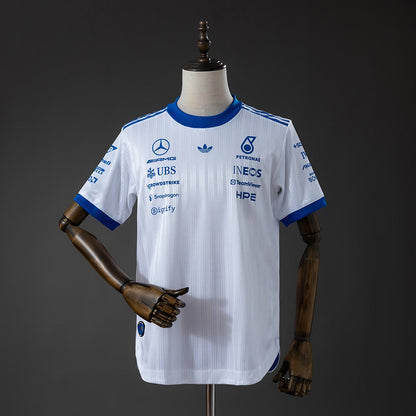 Camiseta Mercedes-AMG Petronas 2026 F1 Blanca y Azul - Vista frontal