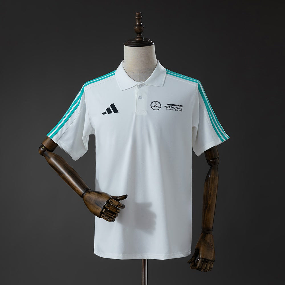 Polo Mercedes-AMG Petronas 2026 F1 Blanco Turquesa - Vista frontal
