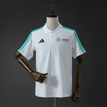 Polo Mercedes-AMG Petronas 2026 F1 Blanco Turquesa - Vista frontal