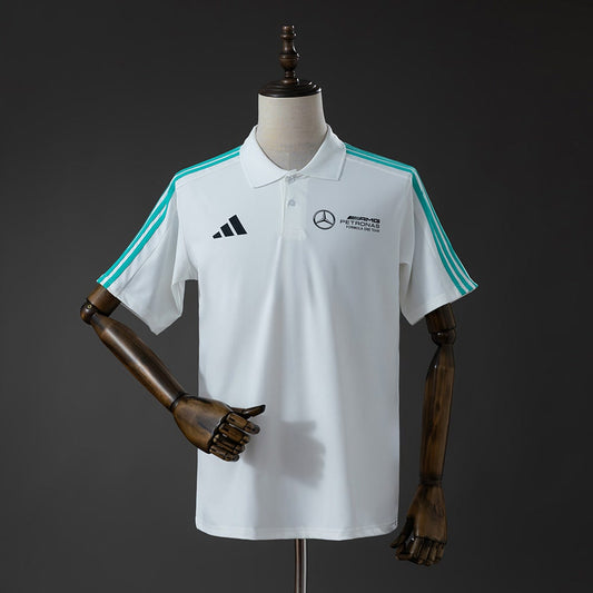 Polo Mercedes-AMG Petronas 2026 F1 Blanco Turquesa - Vista frontal
