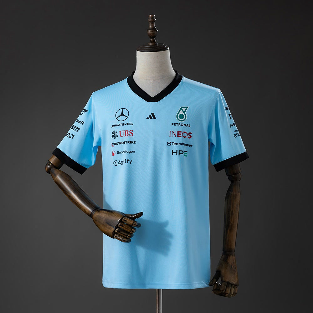 Camiseta Mercedes-AMG Petronas 2026 F1 Celeste - Vista frontal