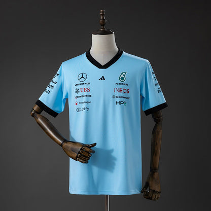 Camiseta Mercedes-AMG Petronas 2026 F1 Celeste - Vista frontal