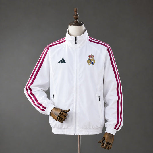 Chaqueta Real Madrid 26/27 Blanca y Rosa - Vista frontal