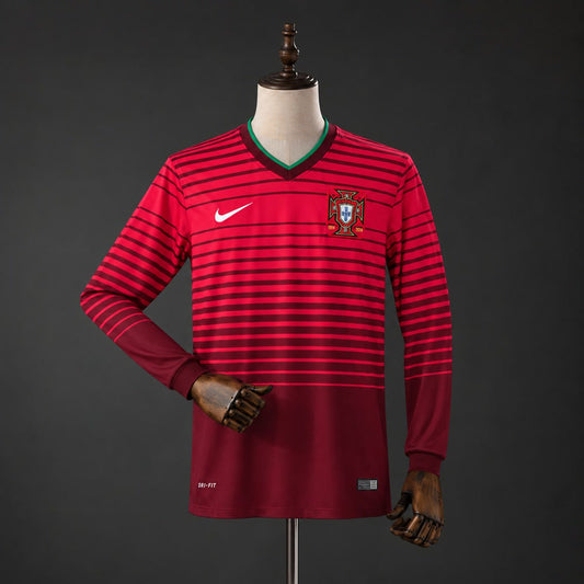 Camiseta Portugal 2014 Local Manga Larga Retro - Vista frontal