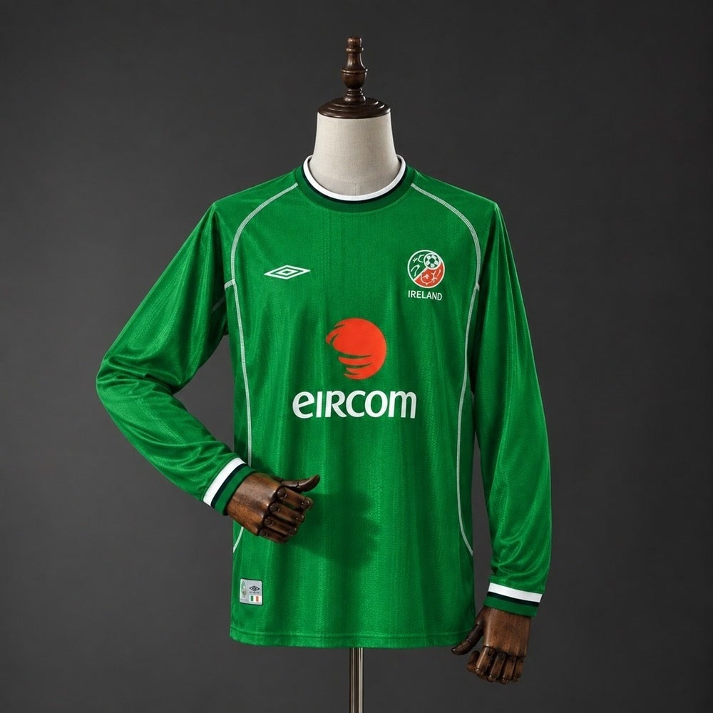 Camiseta Irlanda 2002 Local Manga Larga Retro - Vista frontal