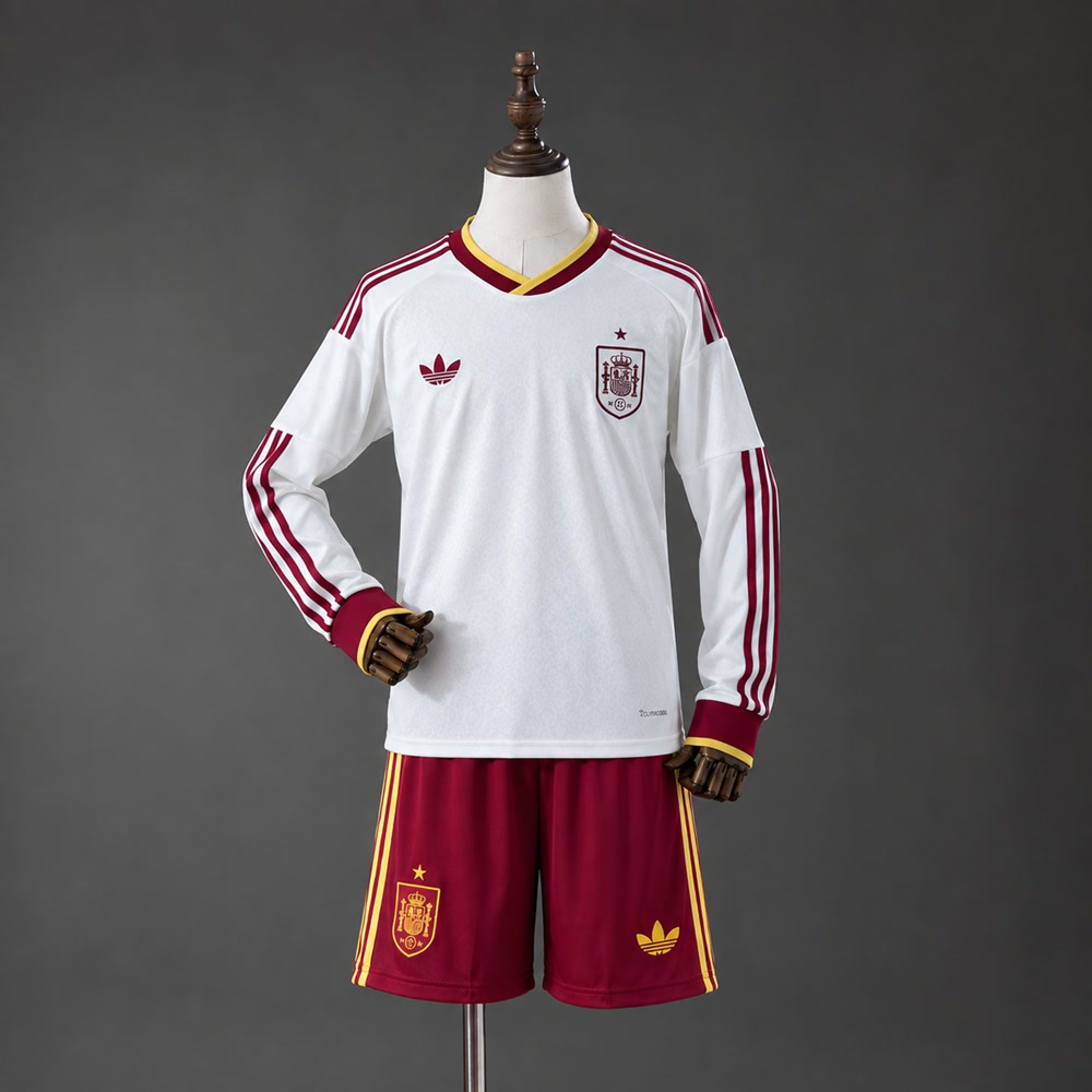 Equipación para Niños España 2026 Visitante Manga Larga - Vista frontal