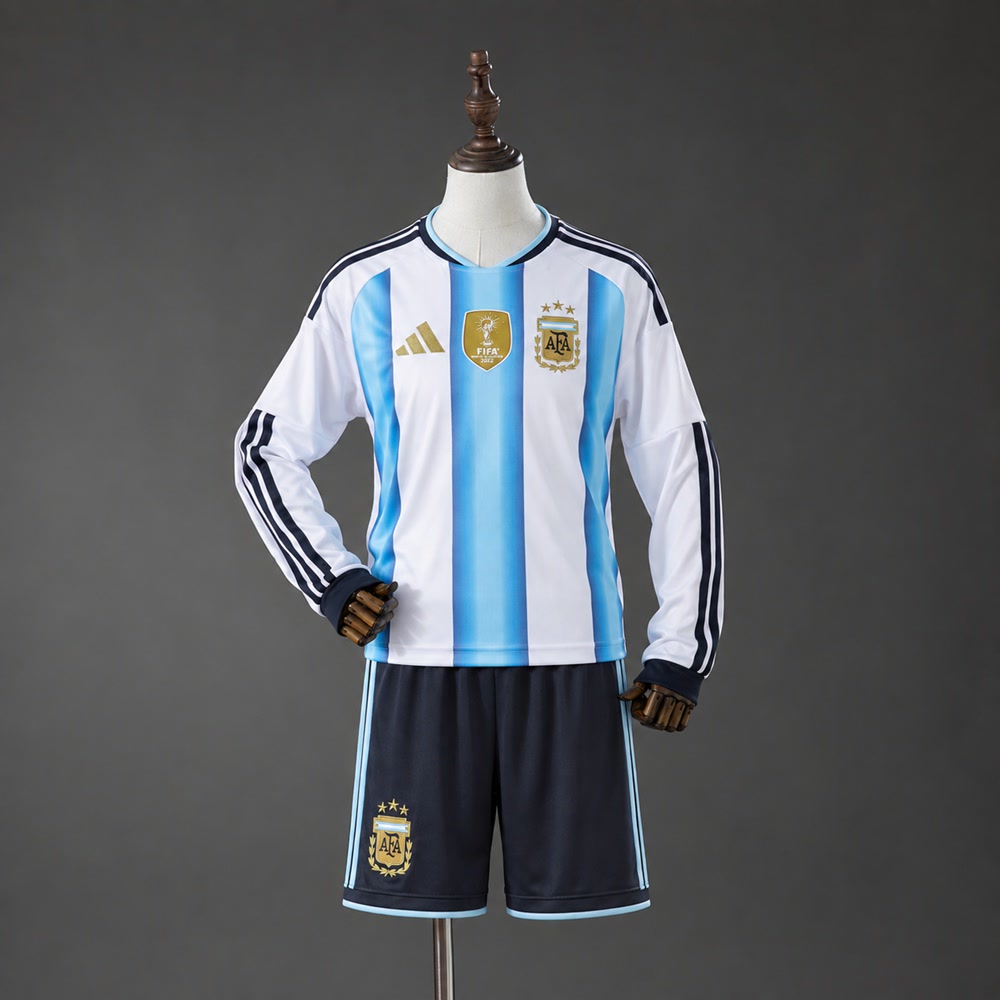 Equipación para Niños Argentina 2026 Local Manga Larga - Vista frontal